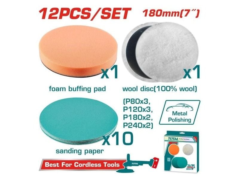  Bộ 12 đĩa mài bóng và đánh bóng 180mm Total TAC18012 