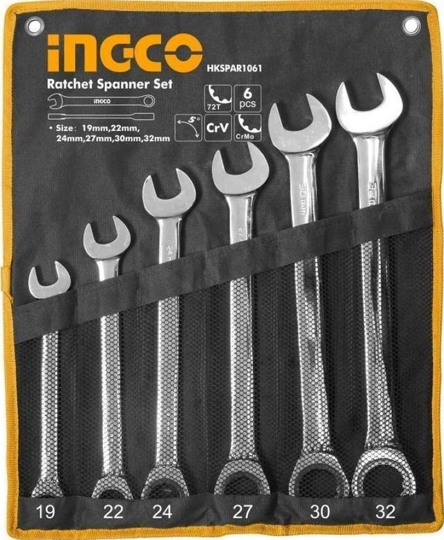  19-32mm Bộ 6 cờ lê vòng miệng tự động INGCO HKSPAR1061 