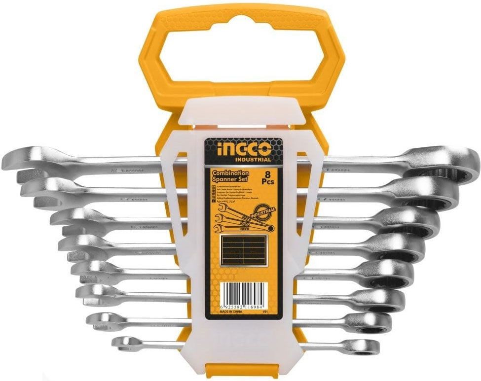  8-19mm Bộ 8 cờ lê vòng miệng tự động INGCO HKSPAR1082 