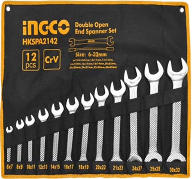  6-32mm Bộ cờ lê hai đầu miệng 12 chi tiết INGCO HKSPA2142 