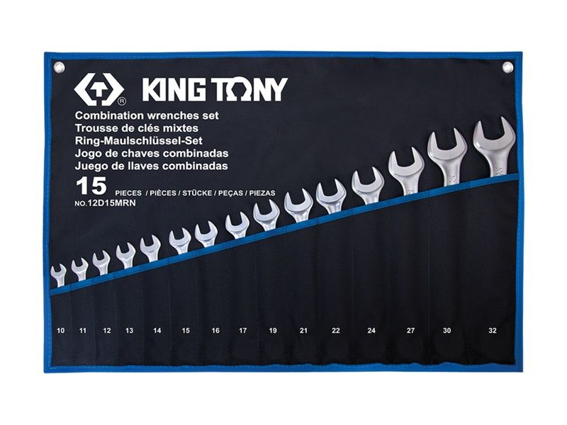 Bộ cờ lê vòng miệng siêu nhẹ 10-32mm 15 món KINGTONY 12D15MRN 