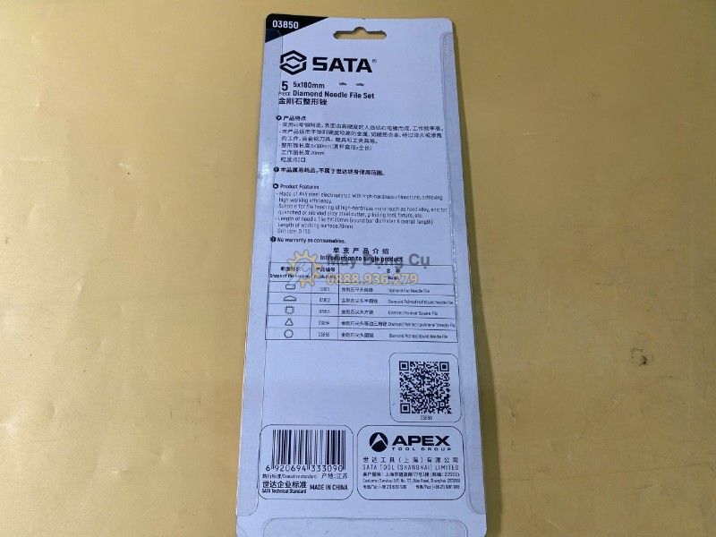  Bộ Dũa 5 Chi Tiết Bằng Thép Hợp Kim 5X180mm Sata 03850 