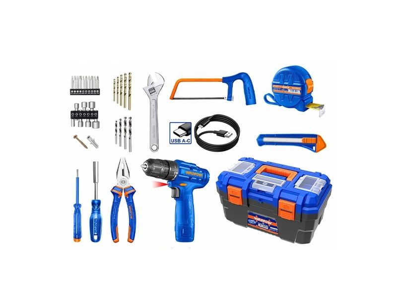  Bộ máy khoan dùng pin 12V và 77 món phụ kiện (WCDS510) Wadfow WDT1B77 