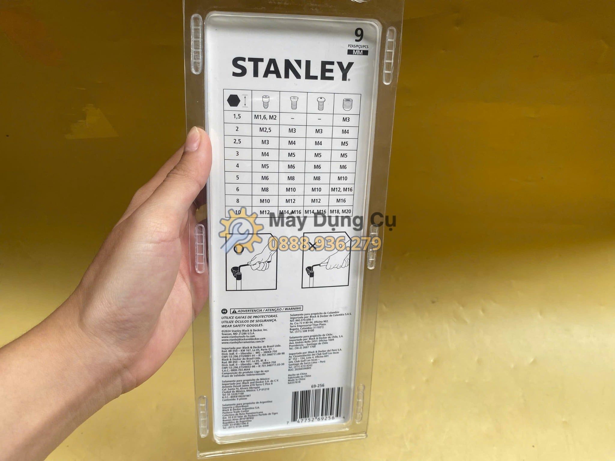  1.5-10mm Bộ lục giác 9 cây Stanley 69-256 