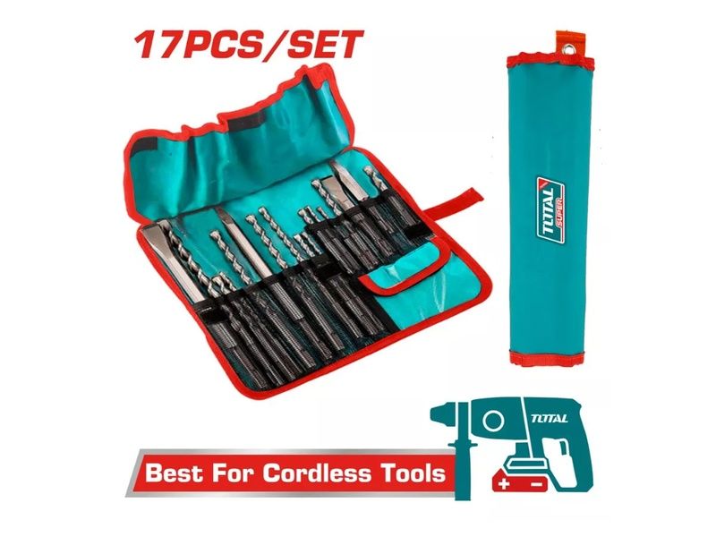  Bộ 17 mũi bê tông và mũi đục đầu gài SDS Plus Total TACSD91701 