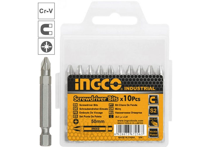 PZ3x50mm Bộ mũi vít bake 10 cái INGCO SDB11PZ323 