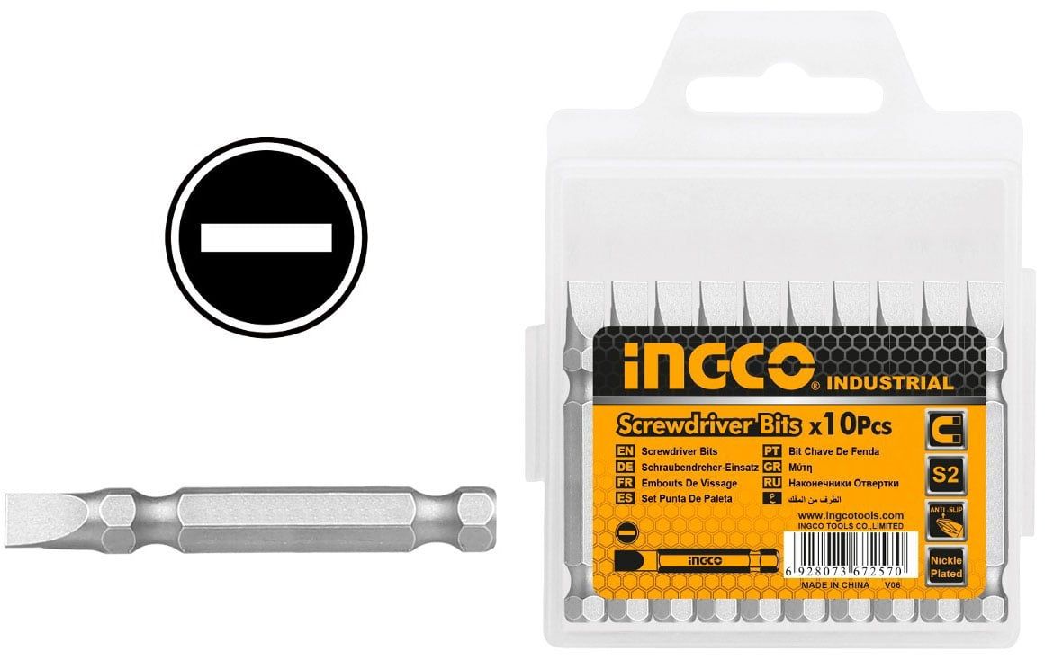  SL6x50mm Bộ mũi vít dẹp 10 mũi INGCO SDB11SL423 