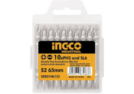  PH2,SL6x65mm Bộ mũi vít bake 2 đầu dẹp và bake 10 cái INGCO SDB21HL133 