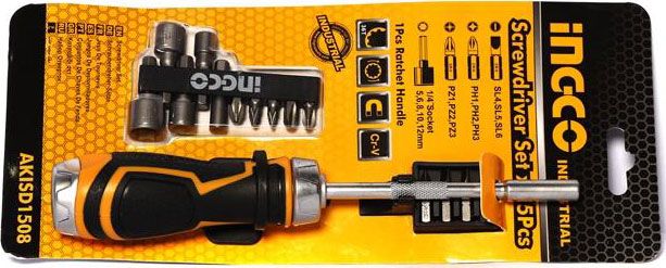  Bộ tuốc nơ vít đa năng 15 chi tiết INGCO AKISD1508 