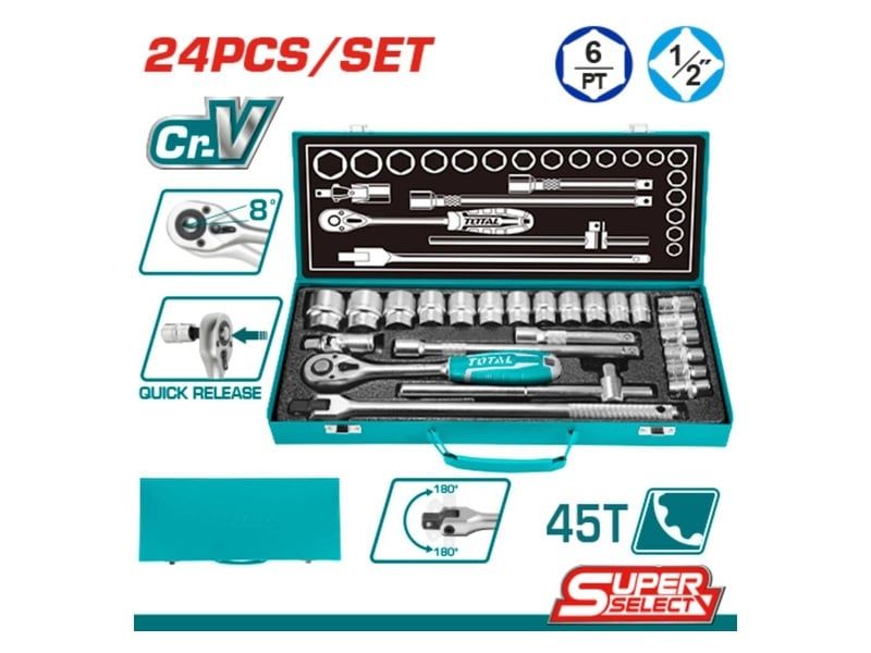  Bộ 24 Cái đầu Tuýp 1/2inch Total THT121242 