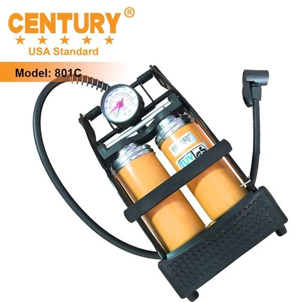  Bơm Hơi Đạp Chân 2 Ống Cam Century 902C 