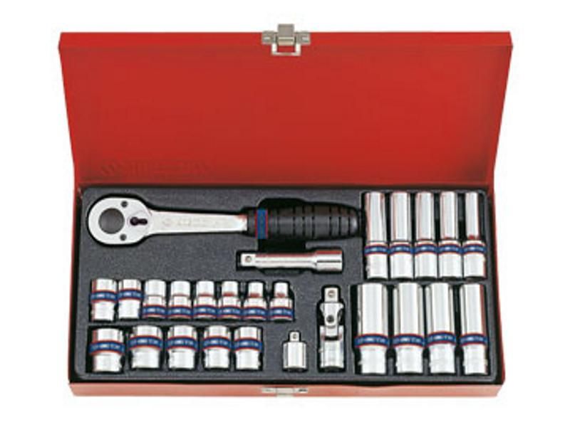  3/8'' Bộ Tuýp 26 Chi Tiết Hệ Mét Kingtony 3027Mr 