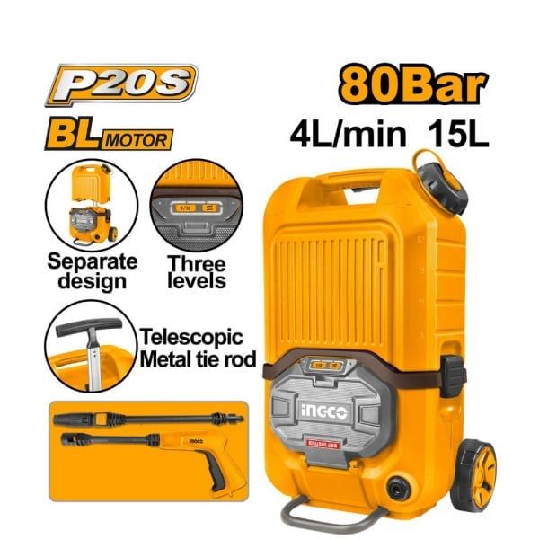  Máy xịt rửa dùng pin 2x20V (không kèm pin và sạc) INGCO CPWLI4006 