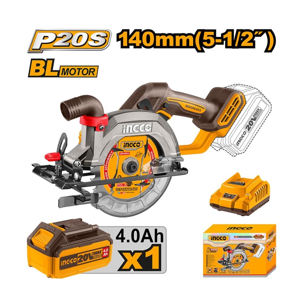  Máy cưa đĩa tròn dùng pin 20V-140mm INGCO CSLI14021 
