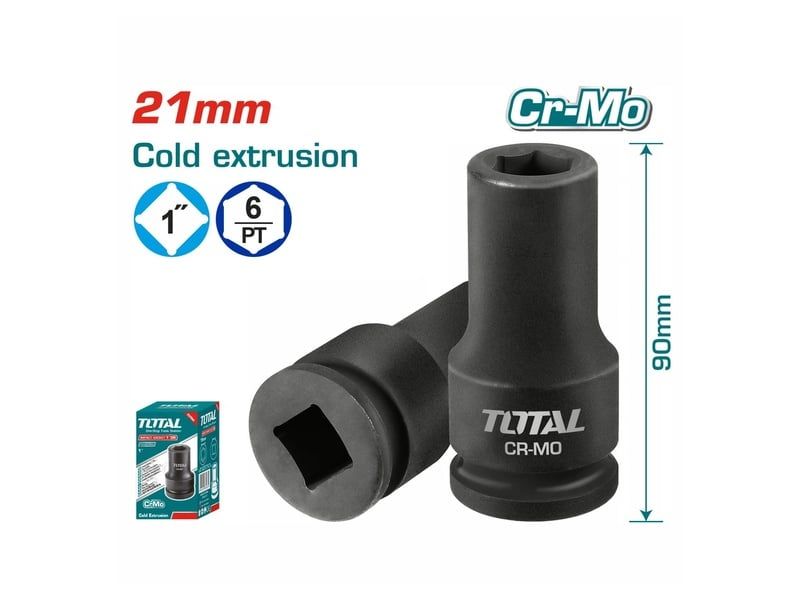  Đầu Tuýp đen Lục Giác Vuông 1 Inch 21mm Total THHISD0121L 