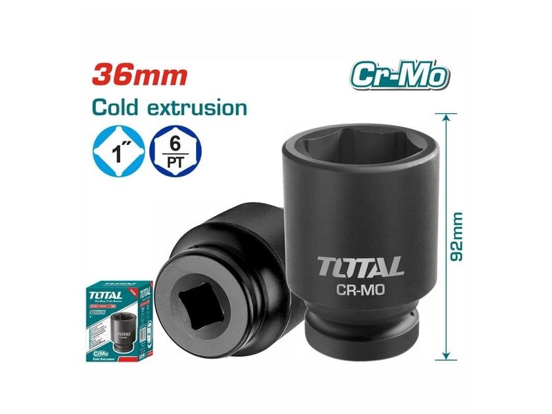  Đầu Tuýp đen Lục Giác Vuông 1 Inch 36mm Total THHISD0136L 