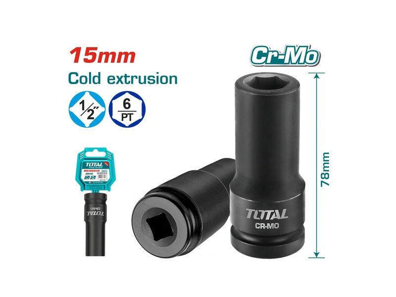  Đầu Tuýp Tác động Sâu 1/2 Inch 15mm Total THDIS12151L 