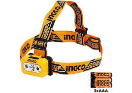  Đèn pin đội đầu INGCO HHL013AAA8 dùng pin 3AAA 3W có chế độ cảm biến tắt bật khoảng cách 15-20cm 