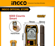  Đồng Hồ Đo Điện Kỹ Thuật Số INGCO DM16004 - 6000 bước đếm, đo điện AC/DC, điện trở, tần số, điện dung 