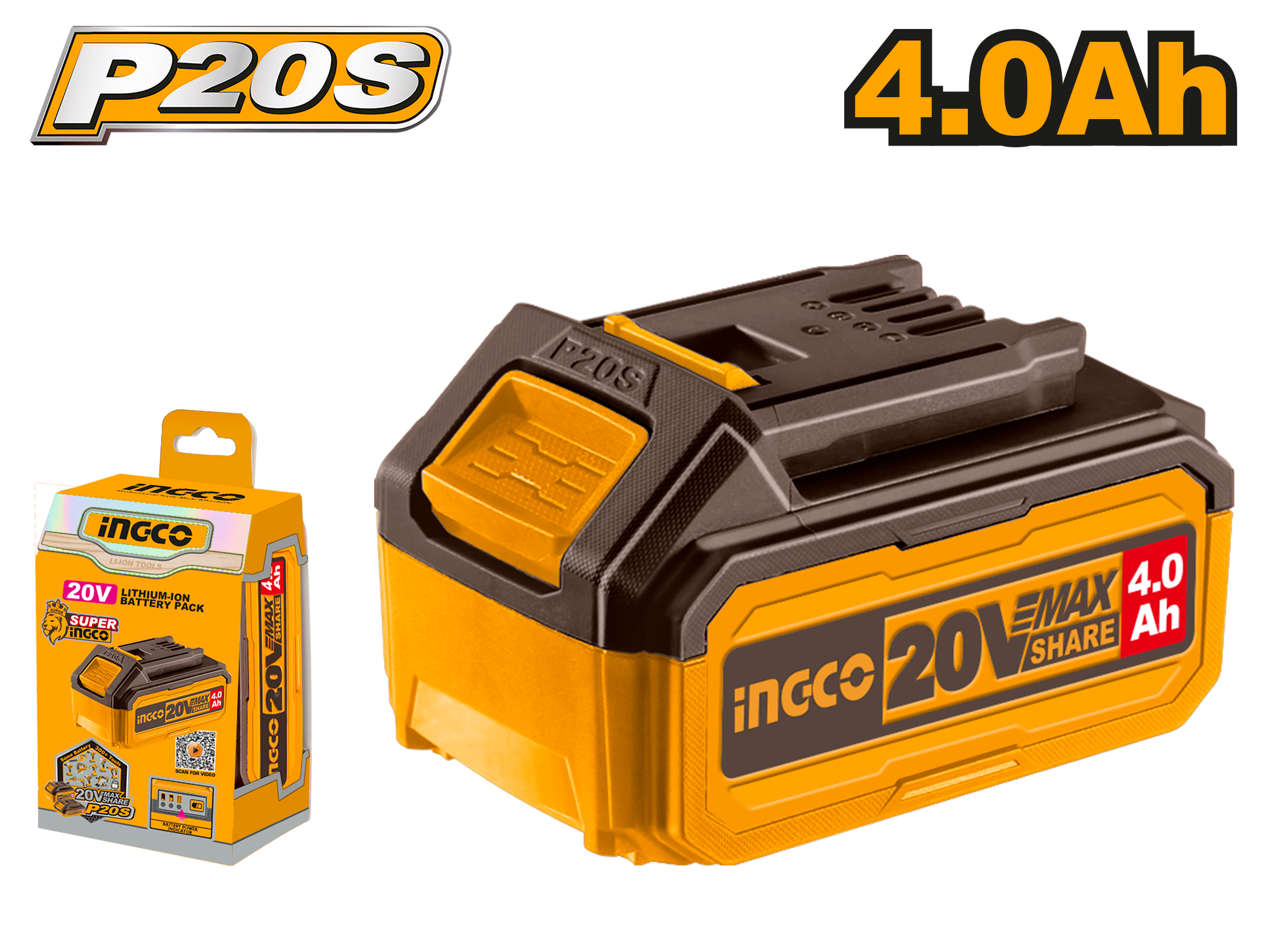  Pin LithiumIon 20V/4.0Ah INGCO FBLI20021 