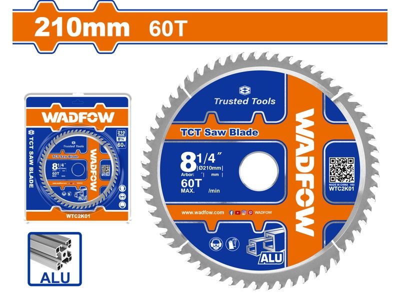  Lưỡi Cưa Nhôm TCT 210mm-60T WADFOW WTC2K01 