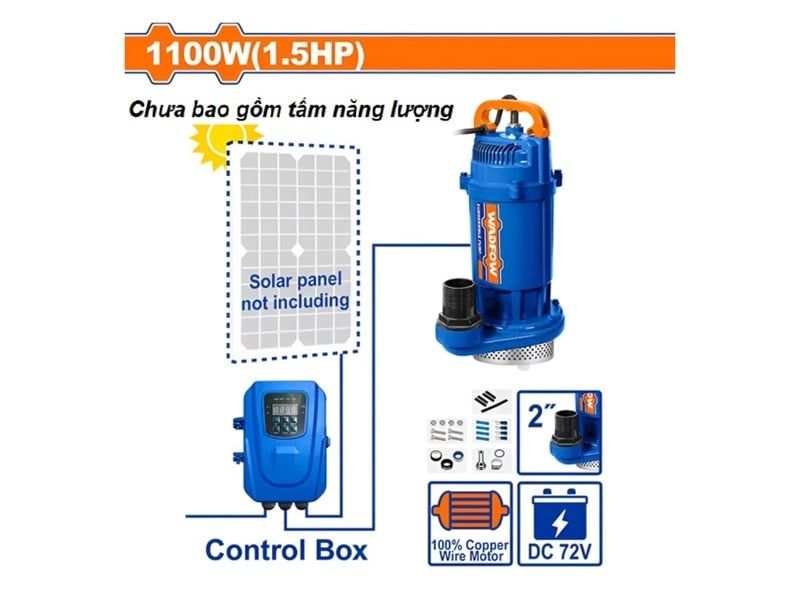  Máy bơm chìm năng lượng mặt trời 1100W (1.5HP) Wadfow WWPQDC04 