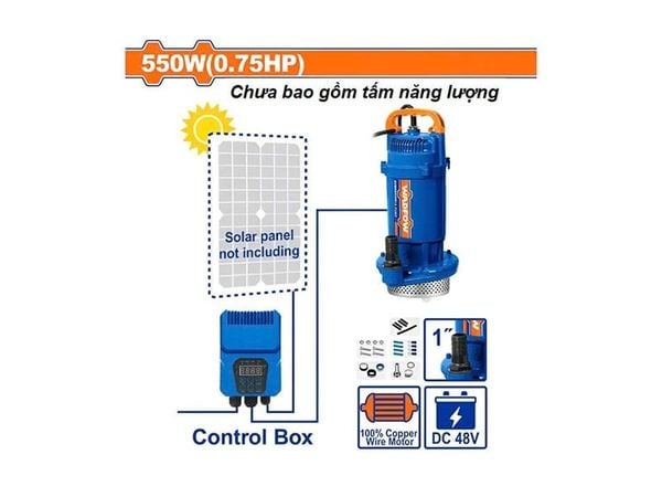  550W Máy bơm chìm nước sạch năng lượng mặt trời Wadfow WWPQDC02 