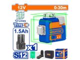  Máy cân bằng tia laser dùng pin Lithium-Ion 3D 12V Wadfow WLE8M12 