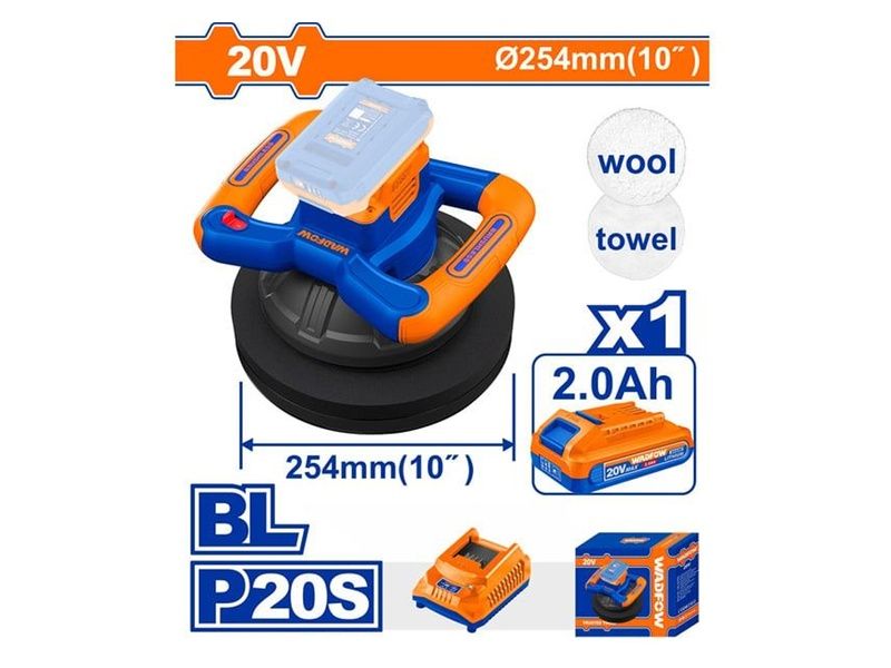  Máy đánh bóng dùng pin 20V Wadfow WHL352541 (1 Piin 2.0Ah, 1 Sạc) 