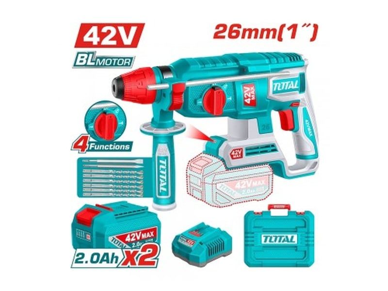  Máy khoan bê tông dùng pin 42V Total TRHLI422682 (2 Pin 2.0Ah, 1 Sạc) 