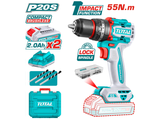  Máy khoan động lực dùng pin 20V Total TIDLI20558 (2 Pin 2.0Ah, 1 Sạc) 