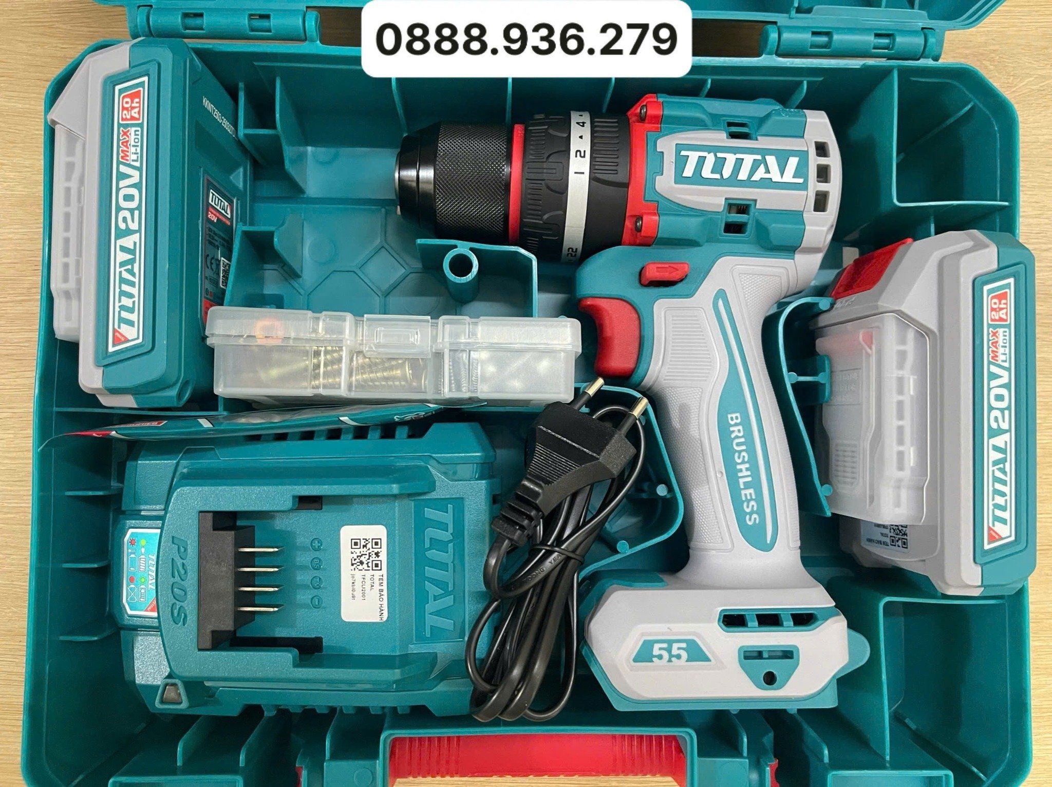 Máy khoan động lực dùng pin 20V Total TIDLI20558 (2 Pin 2.0Ah, 1 Sạc) 