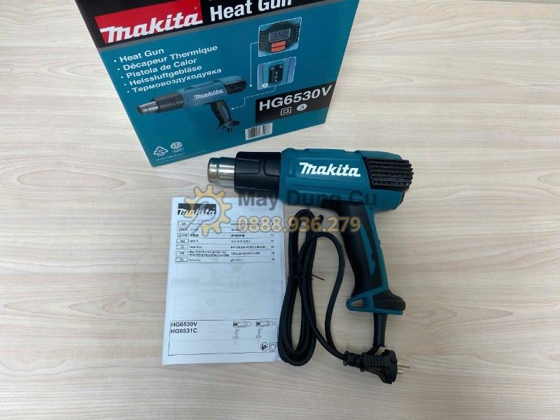 Máy Thổi Hơi Nóng Makita HG6530V 2000W Chính Hãng – Chỉnh Nhiệt 50–650°C, Có Màn Hình LCD 