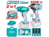  Bộ máy siết bu lông và máy thổi nóng dùng pin 20V Total TOSLI240489 (2 Pin 4.0Ah, 1 Sạc) 