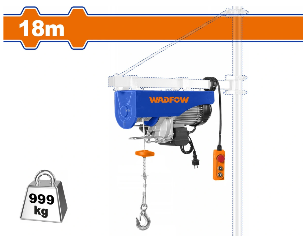  Máy Tời Cáp Điện 1600W-18m WADFOW WETH1A02 