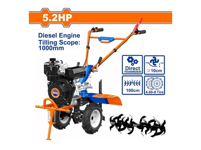  Máy xới đất chạy dầu diesel 5.2HP Wadfow WTL3A100 (kiểu lưỡi 32 chiếc) 