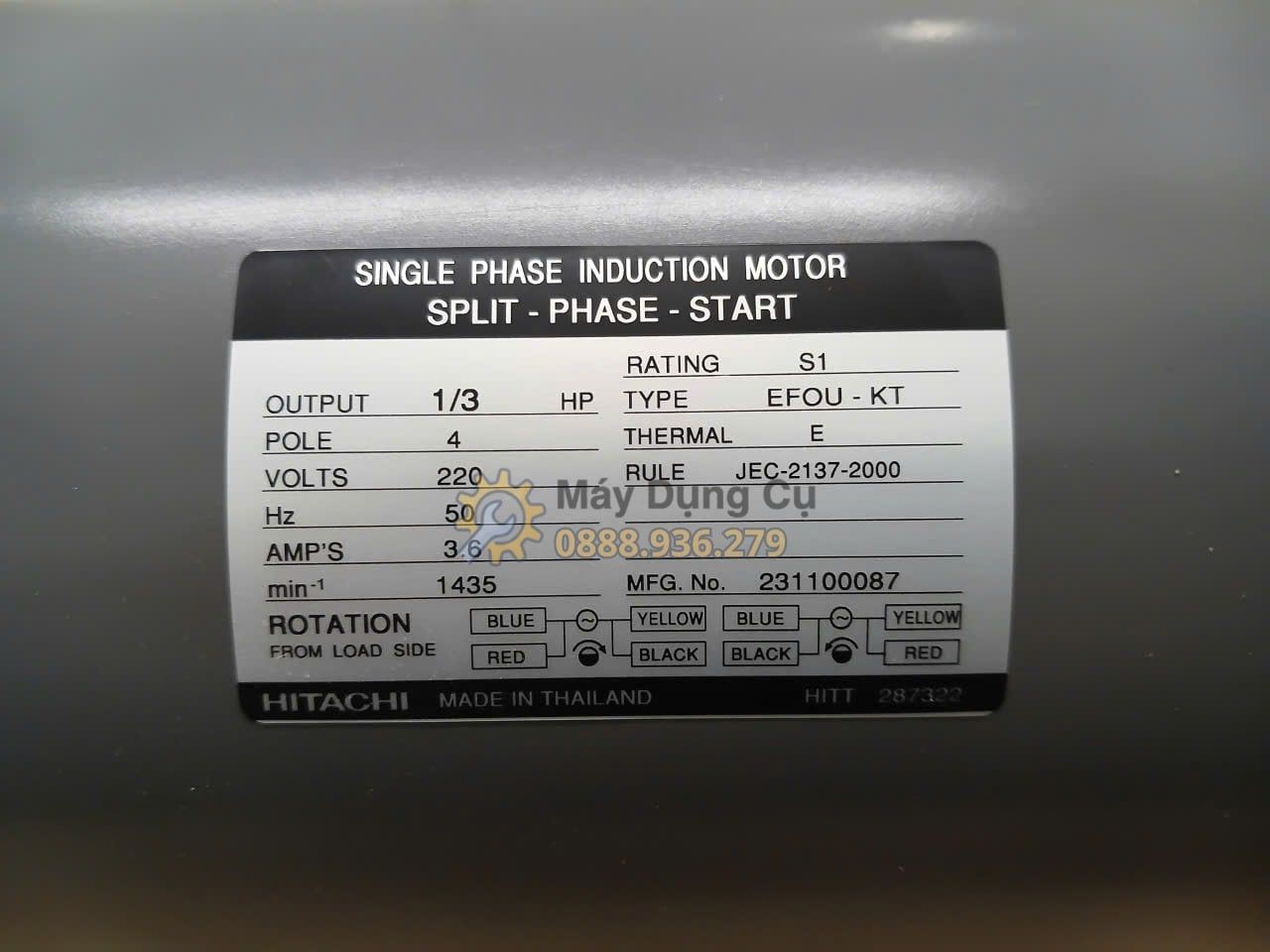  Motor Động Cơ Hitachi 1/3HP 4P 1 Pha 220V Chính Hãng Có Sẵn Tại Máy Dụng Cụ 