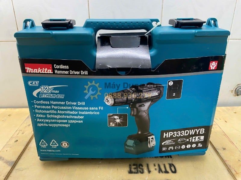  Makita HP333DWYB 12V Max - Máy Khoan Búa Và Vặn Vít Pin Gọn Nhẹ Cho Thợ Lắp Đặt 