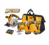  Bộ combo máy khoan & siết vít & cưa lọng & cưa gỗ dùng pin 20V 