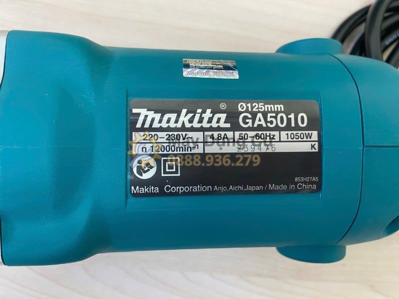  Máy Mài Góc Makita GA5010 125mm 1050W Chính Hãng – Công Tắc Bóp, Mài Cắt Mạnh 