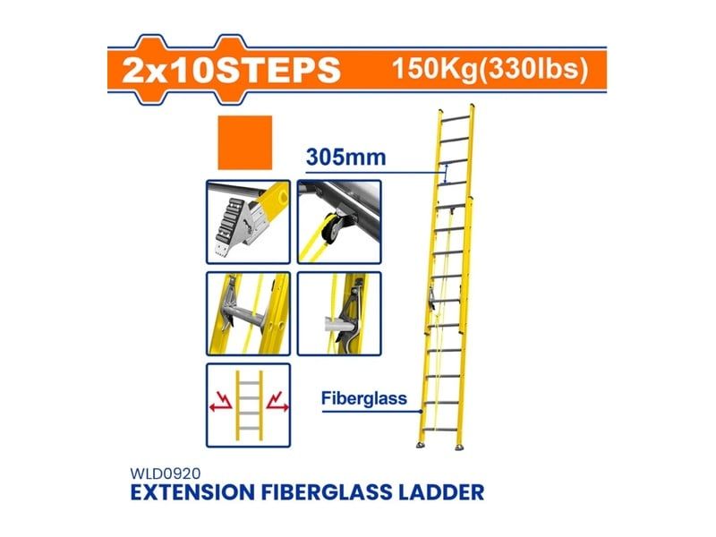  Thang xếp sợi thủy tinh kéo dài 2×10 bậc Wadfow WLD0920 
