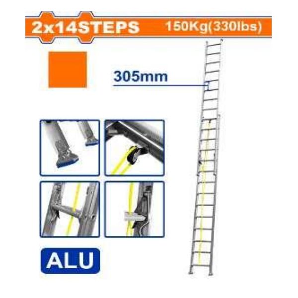  Thang nhôm trượt 2 đoạn 2x14 bậc Wadfow WLD8H28 