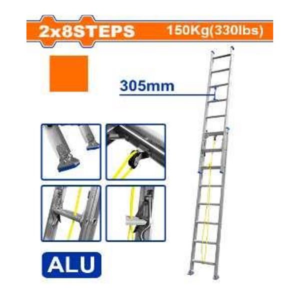  Thang nhôm trượt 2 đoạn Wadfow WLD8H16 