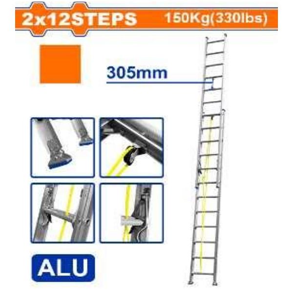  Thang nhôm trượt 2x12 bậc Wadfow WLD8H24 