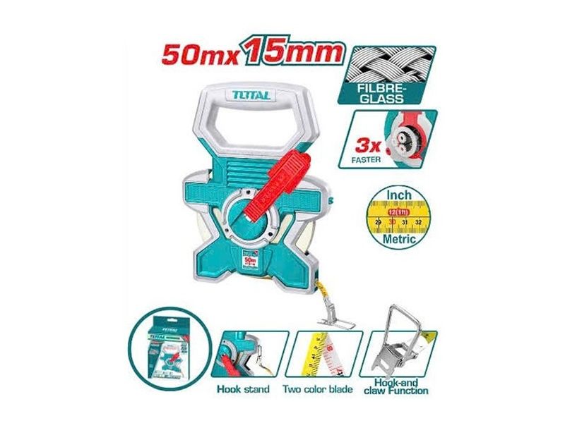  Thước dây sợi thủy tinh 50mx15mm Total TMTF18506 