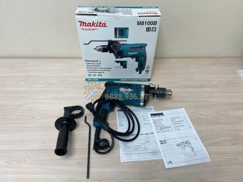  MÁY KHOAN BÚA 710W MAKITA M8100B - KHOAN TƯỜNG 16MM, ĐẦU KẸP 13MM CHO LẮP ĐẶT DÂN DỤNG 