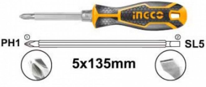  135mm Tuốc nơ vít 2 đầu Ingco AKISD0203 