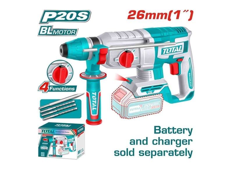  Máy khoan bê tông 3 chức năng dùng pin 20V Total TRHLI20268 (Chưa Pin & Sạc) 