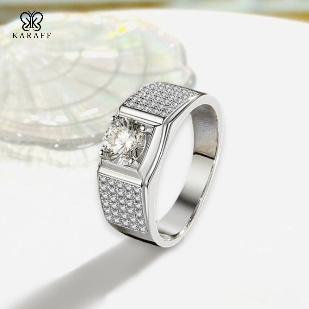  Nhẫn Nam Moissanite - Trang Sức Bạc 925 Mạ Rhodium 