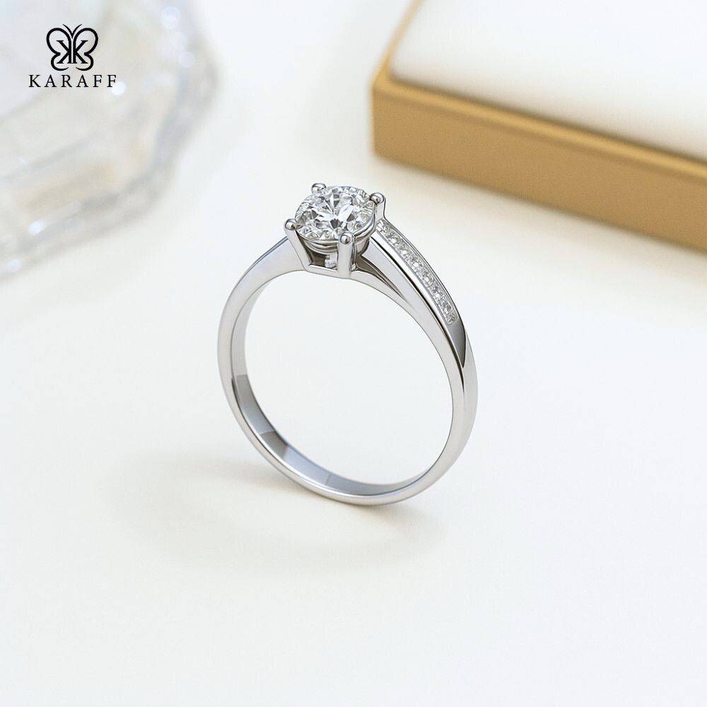  Nhẫn Nam Moissanite 1 Carat nước D - Trang Sức Bạc 925 Mạ Rhodium 